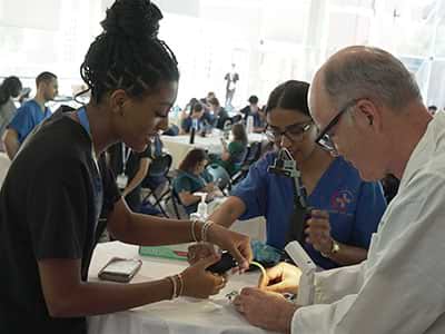 Student in medical workshop