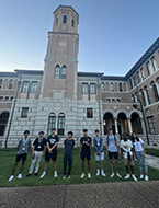 Students in front of college building