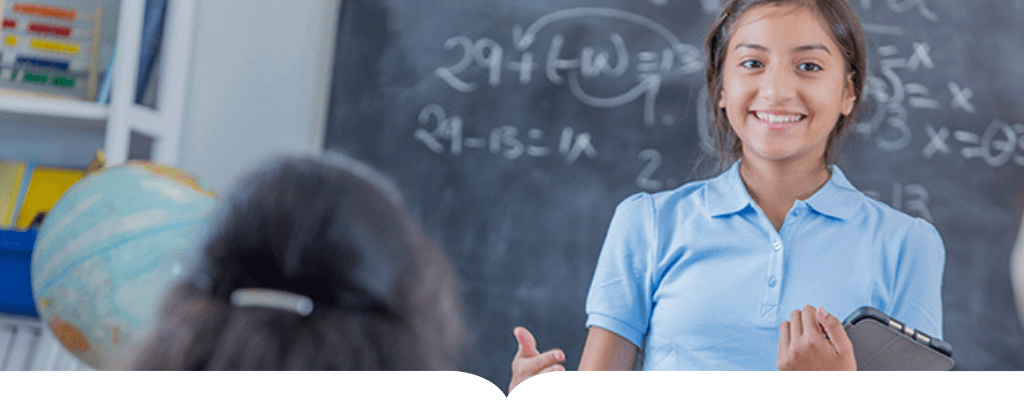 Young girl presenting to her class